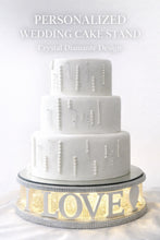 Load image into Gallery viewer, Personalized Wedding Cake Stand with Lights: MRS & MRS Rhinestone Effect