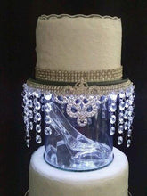 Load image into Gallery viewer, Rhinestone Glass Slipper Cake Separator – Crystal Wedding Cake Divider with LED Lights, Elegant Bridal Cake Display
