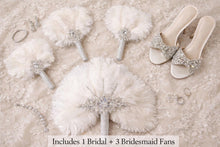 Load image into Gallery viewer, 4pcs Feather Fan bouquets, Ostrich feathers, Great Gatsby wedding style 1920's - any colour -custom made by Crystal Wedding UK