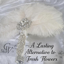 Load image into Gallery viewer, Gatsby Feather Fan Wedding Bouquet – 1920s Bridal Fan, Art Deco Alternative Bouquet