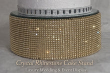 Load image into Gallery viewer, Gold Crystal Rhinestone Wedding Cake Stand: Diamante Cake Base