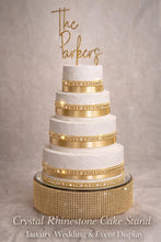 Load image into Gallery viewer, Gold Crystal Rhinestone Wedding Cake Stand: Diamante Cake Base