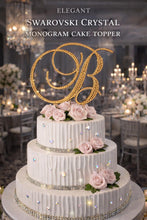 Load image into Gallery viewer, Personalised Crystal Letter Cake Topper, Rhinestone Initial Cake Decor, Luxury Wedding Birthday Monogram, Custom Cake Letter 5" TALL