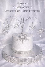 Load image into Gallery viewer, Crystal Snowflake Cake Topper – Luxury Winter Wedding Cake Decoration with Rhinestone Snowflakes | Silver Acrylic Cake Topper