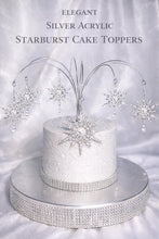 Load image into Gallery viewer, Crystal Snowflake Cake Topper – Luxury Winter Wedding Cake Decoration with Rhinestone Snowflakes | Silver Acrylic Cake Topper