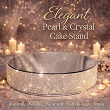 Load image into Gallery viewer, Pearl & Real Crystal Wedding Cake Stand | Custom Size Pearl Cake Stand | Luxury Wedding Dessert Display Stand