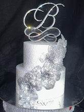 Load image into Gallery viewer, Silver Rhinestone Flower Cake Decoration Wedding Cake Embellishment Engagement cake brooch