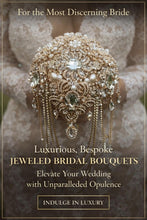 Load image into Gallery viewer, Gold Crystal Brooch Bridal Bouquet – Glam Art Deco Cascade, Handmade Luxury Wedding Bouquet