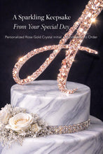 Load image into Gallery viewer, Crystal Initial Cake Topper, Personalized Wedding Monogram, Luxury Rhinestone Letter Topper, Bridal Keepsake Cake Decoration