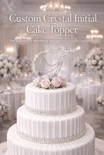Load image into Gallery viewer, Swarovski Crystal Wedding Cake Topper Custom Monogram Letter, Rhinestone Bling cake Initial Cake decoration