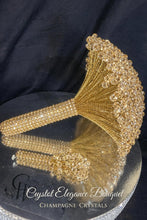Load image into Gallery viewer, Champagne Crystal Bridal Bouquet, Gold Bling Wedding Bouquet, Luxury Sparkly Keepsake, Non Flower Glam Bride Bouquet