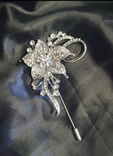 Load image into Gallery viewer, Crystal Brooch Wedding Bouquet: Silver jewel bridal Cascade Design