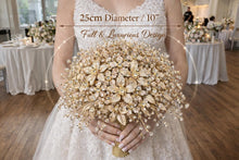 Load image into Gallery viewer, Champagne Bridal Bouquet Gold Wedding Bouquet Luxury Keepsake Flower Bouquet Pearl Bride Bouquet Gatsby 1920's style
