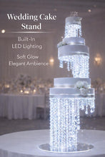 Load image into Gallery viewer, Cake stand Crystal Chandelier Wedding Cake Stand with LED Lights - Illusion 3 Tier Set