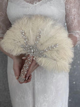 Load image into Gallery viewer, Feather Fan wedding bouquet, feather bouquet by Crystal wedding uk