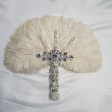 Load image into Gallery viewer, Feather Fan wedding bouquet, feather bouquet by Crystal wedding uk