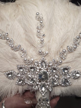 Load image into Gallery viewer, Feather Fan wedding bouquet, feather bouquet by Crystal wedding uk