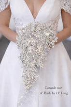 Load image into Gallery viewer, Wedding bouquet Rhinestone Cascade Brides Bouquet Crystal brides Bouquet, Non Floral Keepsake