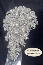 Load image into Gallery viewer, Luxury wedding Bouquet – 7" x 11" Crystal Diamond bridal flowers Rhinestone bling Wedding Bouquet