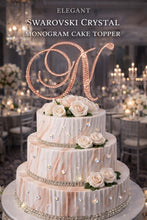 Load image into Gallery viewer, Luxury Swarovski Crystal Monogram Cake Topper – Personalised Letter, 6 inch