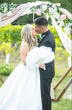 Load image into Gallery viewer, Ostrich Feather Wedding Fan: Rhinestone Crystal Bridal Hand Fan