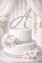 Load image into Gallery viewer, Crystal Initial Cake Topper, Personalized Wedding Monogram, Luxury Rhinestone Letter Topper, Bridal Keepsake Cake Decoration