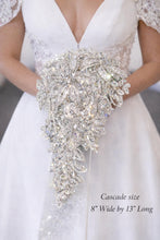 Load image into Gallery viewer, Luxury wedding Bouquet – 7" x 11" Crystal Diamond bridal flowers Rhinestone bling Wedding Bouquet