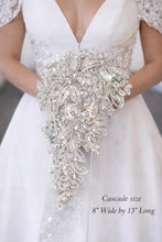 Load image into Gallery viewer, Luxury wedding Bouquet – 7" x 11" Crystal Diamond bridal flowers Rhinestone bling Wedding Bouquet