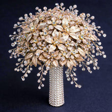 Load image into Gallery viewer, Champagne Bridal Bouquet Gold Wedding Bouquet Luxury Keepsake Flower Bouquet Pearl Bride Bouquet Gatsby 1920's style