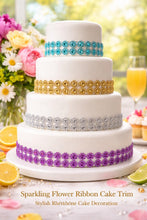 Load image into Gallery viewer, Flower Cake Ribbon Trim 30mm Rhinestone Effect Wedding Cake Banding Luxury Cake Border Birthday & Celebration Cake Decor- 19 COLOR OPTIONS