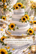 Load image into Gallery viewer, Flower Cake Ribbon Trim 30mm Rhinestone Effect Wedding Cake Banding Luxury Cake Border Birthday & Celebration Cake Decor- 19 COLOR OPTIONS