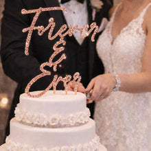 Load image into Gallery viewer, Crystal Cake Topper "Forever & Ever" , Wedding Engagement Bling cake Decoration 6"