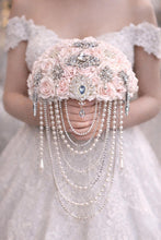 Load image into Gallery viewer, Crystal Brooch and Pearl drape bouquet by Crystal wedding uk