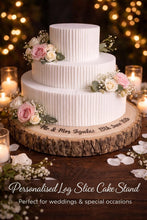 Load image into Gallery viewer, Personalised Log Slice Cake Stand — Seconds / Imperfect Quality Discounted Option
