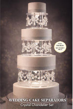 Load image into Gallery viewer, Luxury Chandelier Wedding Cake Separator set 3 : LED Lit Glass seperators (8/10/12 inch). Free UK & USA Shipping