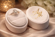 Load image into Gallery viewer, Custom Velvet Ring Box White , Wedding Ring Box, Triple Slot Ring Box, Double Slot, Personalized wedding ring holder