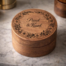 Load image into Gallery viewer, Personalized Wooden Ring Box Wedding Ceremony, Engagement Valentine’s Day Gift, Custom Engraved Proposal Holder, Bridal Gift for Her