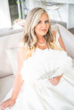Load image into Gallery viewer, Ostrich Feather Wedding Fan: Rhinestone Crystal Bridal Hand Fan