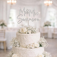 Load image into Gallery viewer, Gold Wedding cake topper, Personalized cake topper, Rustic wedding cake topper, Custom Mr Mrs topper, Anniversary Cake toppers, Wood topper