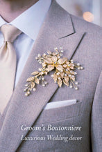 Load image into Gallery viewer, Champagne Bridal Bouquet Gold Wedding Bouquet Luxury Keepsake Flower Bouquet Pearl Bride Bouquet Gatsby 1920's style