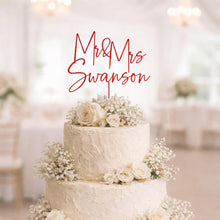Load image into Gallery viewer, Gold Wedding cake topper, Personalized cake topper, Rustic wedding cake topper, Custom Mr Mrs topper, Anniversary Cake toppers, Wood topper