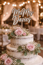 Load image into Gallery viewer, Last name topper, Rustic Personalized Cake Topper, Custom Script Wedding Cake Topper, Mr & Mrs Cake Topper for Engagment Cake Topper