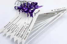 Load image into Gallery viewer, Personalised Wedding Hanger, Bride Hanger, Engraved Wooden Hanger, Bridesmaid Gift, Custom Wedding Dress Hanger, Name Role Date with hearts