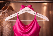 Load image into Gallery viewer, Personalised Hangers/ Swarovski crystal name Engraved Hangers Bride & Bridesmaid/Wedding Gift/ Bridal Dress Hanger/Wedding Hanger/
