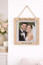 Load image into Gallery viewer, Personalized Photo frame Engraved Rustic Wedding Gift, Anniversary picture frame gift , Couples photo memory picture Mr& Mrs photo gift
