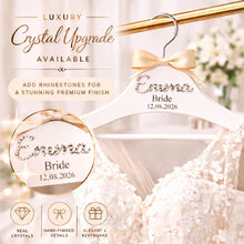 Load image into Gallery viewer, Personalised Hangers/ Swarovski crystal name Engraved Hangers Bride & Bridesmaid/Wedding Gift/ Bridal Dress Hanger/Wedding Hanger/