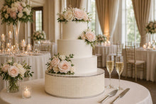 Load image into Gallery viewer, Pearl Cake Stand, Ivory Wedding Cake Stand, Luxury Cake Display, 4" Tall, 10 12 14 16 Inch Round Cake Base, Elegant Wedding Decor