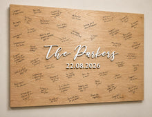 Load image into Gallery viewer, Personalised Last Name Guest Book, Unique Guest Book, Custom Alternative Guest Book, Wooden Guest Book, Wedding Ceremony Guestbook Sign