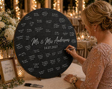 Load image into Gallery viewer, Guest Book Alternative Custom Personalised Wedding Guest Book Decor ,Round Layered Wood Sign MR & MRS Wedding gift