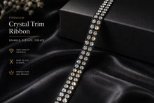 Load image into Gallery viewer, Crystal Diamante Ribbon: Black Back clear glass crystals im trBanding, Superior Sparkle (1 Yard)